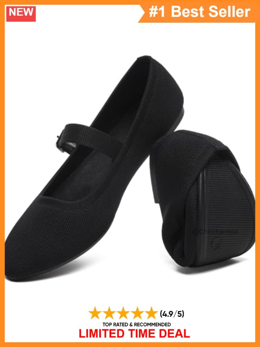 Women's Ballet Flat Mary Jane Slip On Dress Flats with Strap